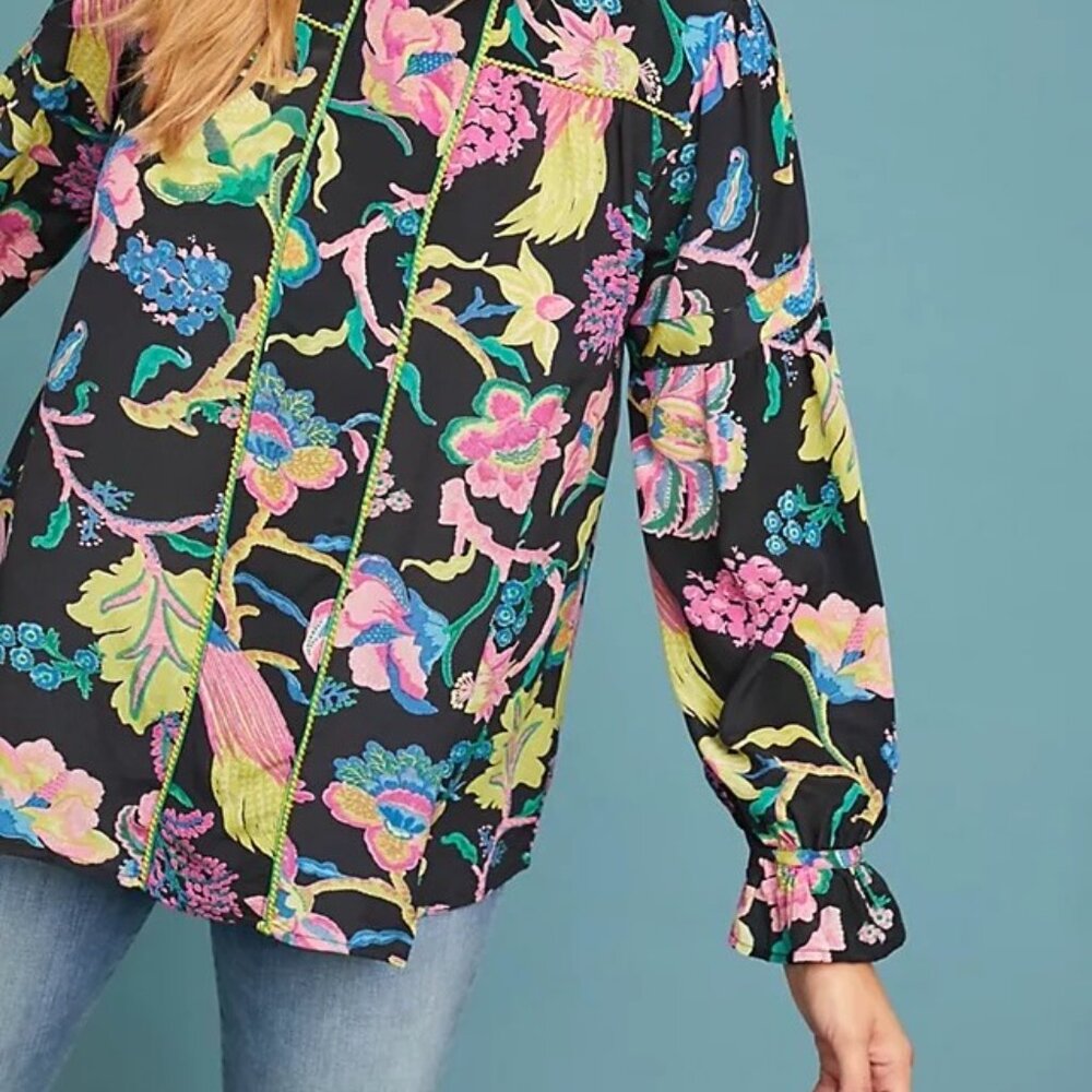 Anthropologie, Anacortes Silk Blouse Banjanan 100% Silk Sz XS - Picture 3 of 10